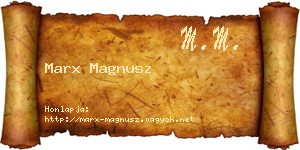 Marx Magnusz névjegykártya